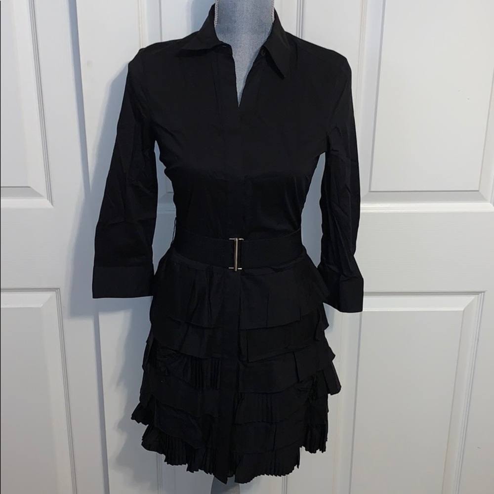 BCBG MAXAZRA Button Down Dress with Textured Skirt